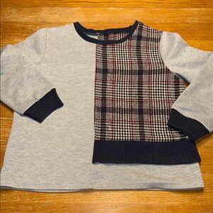 Gray and Black Plaid Sweatshirt with Unique Design